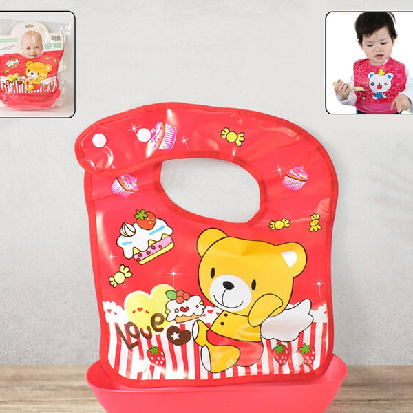 Multifunctional Waterproof Bpa Free Reusable Soft Fabric Plastic Baby Bib (1 Pc)