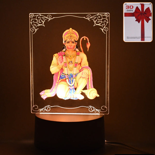 3d Lord Hanuman Frame With Soft White Light