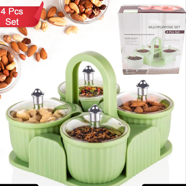 Dryfruit Serving Tray Set With Lid  4 Jar