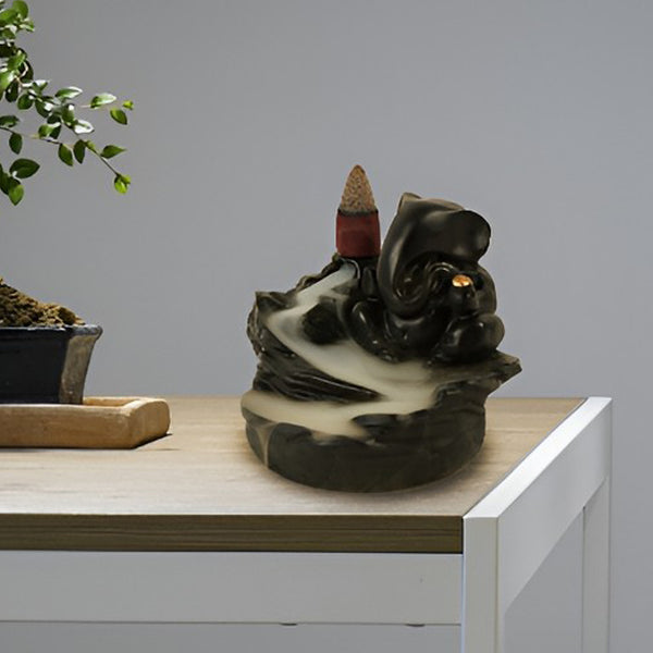 Smoke Fountain Ganesha Idol Decoration Items With 8 Pc Backflow Incense Cones Sticks