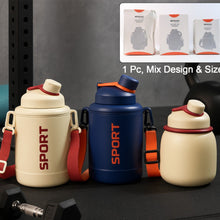 Sports Vacuum Bottle With Shoulder Strap 1 Pc Stylish Mix Design  Size