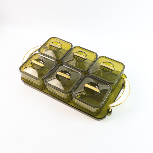 Premium Serving Set With Tray And Lids 400ml Approx (6 Pc)